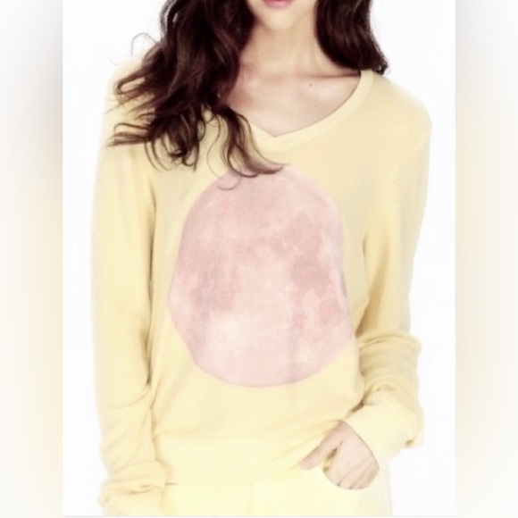 Wildfox Sweaters - Wildfox | Small off white moon screenprint v-neck sweater